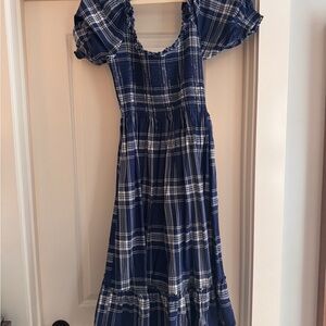 Hill House Navy Checkered Plaid Nap Dress Louisa